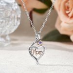 Personalized Mom Birthstone Heart Necklace Dainty Jewelry with Text and Zircons Anniversary Mother's Day Birthday Gift for Mom Grandma