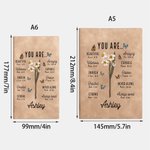 Personalisierte Geburt Blume Bibel Vers A5 A6 Leder gefüttert Notebook mit Namen Taufe Geburtstag Geschenk für Frauen Christen