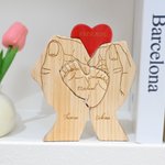 Personalisiertes Babyfüße Familie Holzpuzzle mit Namen und Datum Scheibtisch Deko Muttertag Geburtstag Geschenk für Familie Eltern Neugeborene