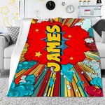 Personalisierte niedliche Comic-Sprechblase Stil weiche Decke mit Namen Club Home Decor Geburtstagsgeschenk für Kinder Comic-Fans werfen