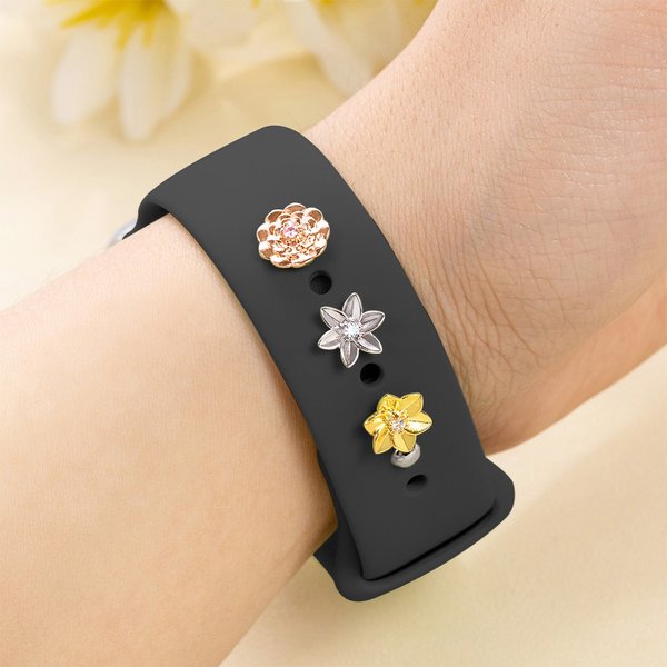 Personalizzato 3D mese di nascita Fiore Watch Band Charm con Birthstone Sport Band Accessorio Festa della Mamma Regalo di compleanno per la mamma Mamma amanti dei fiori