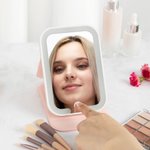 Personalized Birth Flower LED Three-color Makeup Mirror with Name Travel Essential Anniversary Birthday Gift for Women Girls Bridesmaids