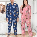 Personalized Coconut Tree Pet Avatar Photo Long-sleeved Pajama Matching Pants with Name Birthday Gift for Women Men Pet Lovers