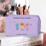 Personalized Our Grandest Adventure 2-6 Boots Floral Garden PU Leather Makeup Bag with Names Mother's Day Birthday Gift for Mom Grandma