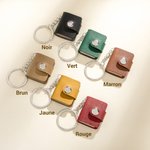 Porte-clés en Cuir PU Personnalisé avec 10-14 Photos et Textes Style Mini Album en Cuir Cadeau d'Anniversaire pour Amis Couples Famille