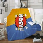 Personalisierte niedliche Comic-Sprechblase Stil weiche Decke mit Namen Club Home Decor Geburtstagsgeschenk für Kinder Comic-Fans werfen