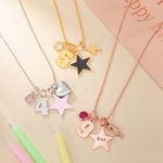 Starry Lucky Birthday Wishes Around Her - Personalized Mixed Pendant Sterling Silver Bead Chain Necklace