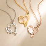 Personalized Dainty Badminton Table Tennis Pickleball Heart Name Necklace Woman Jewelry Birthday Gift for Sport Lovers