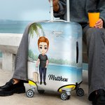 Personalizzato Cartoon Beach nome del bagaglio copertura protettiva si adatta 18-32 pollici valigia con cerniera nascosta accessori da viaggio regalo per la famiglia
