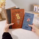 Personalisierte Geburt Blume Bibel Vers A5 A6 Leder gefüttert Notebook mit Namen Taufe Geburtstag Geschenk für Frauen Christen
