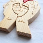 Personalisiertes Babyfüße Familie Holzpuzzle mit Namen und Datum Scheibtisch Deko Muttertag Geburtstag Geschenk für Familie Eltern Neugeborene