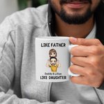 Personlig Like Father Like Daughter Son Cartoon Character 11 oz keramisk mugg med namn Fars dag present till barn pappa familj