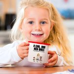 Personalised A Girl and Her Dogs Have Unbreakable Bond Cartoon Design 12 oz Enamel Mug with Name Pet Adoption Anniversary Birthday Gift for Pet Lover