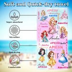 Personalized Princess Castle Fantasy Unicorn Quick Dry Oversized Beach Towel with Name Travel Essential Birthday Gift for Kids