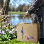 Personalisierte Retro Ölgemälde Geburtsstein Geburtsblume Jute Tragetasche mit Namen Brautjungfer Muttertag Geburtstag Geschenk für Damen