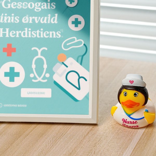 Canard en caoutchouc personnalisé avec nom Décoration de bureau Jouet de décompression amusant Cadeau d'anniversaire pour infirmière diplômée