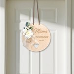 Personalisierter Kunstblumen Holzanhänger mit Herz-Ausschnitt Namen und Text Haus Deko Muttertag Wertschätzung Geburtstag Geschenk für Mama Oma
