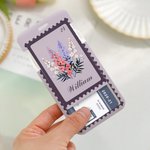 Personalized  Vintage Stamps Birth Flower Card Holder with Name and Date Travel Accessory Birthday Office Gift for Women Colleagues