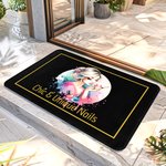 Personalized Flower Nail Art Doormat with Text Birthday Beauty Salon Opening Gift for Nail Technicians Enthusiasts