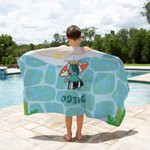 Asciugamano da spiaggia asciugatura rapida personalizzato con nome oversize design della balena surfista e tartaruga regalo per bambini e famiglia
