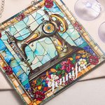 Personalized Sewing Machine Name Suncatcher Window Hanging with Hanging Chain and Two Hooks Room Decor Birthday Mother's Day Gift for Sewing Lover