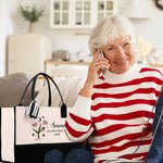 Personlig 12 Zodiac Floral Canvas Tote Bag med navn Bærbar stor kapasitet Mors dag Bursdag Bursdagspensjonering Gaver til henne