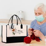 Personlig 12 Zodiac Floral Canvas Tote Bag med navn Bærbar stor kapasitet Mors dag Bursdag Bursdagspensjonering Gaver til henne