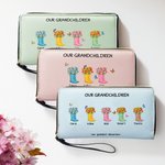 Personalizado Our Grandest Adventure Floral Botas de cuero de pulsera larga cartera con cremallera con 2-6 nombres Cumpleaños Día de la Madre de regalo para las mujeres