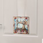 Personalized Sewing Machine Name Suncatcher Window Hanging with Hanging Chain and Two Hooks Room Decor Birthday Mother's Day Gift for Sewing Lover