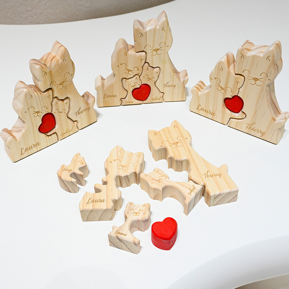 Puzzle Famille Chats en Bois