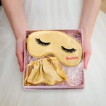 Personlig flerfärgad ögonfransar namn silke sovande ögonmask med påse födelsedag bachelorette party present för kvinnor