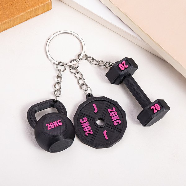 Spersonalizowany nadruk 3D Hantla Kettlebell Waga Talerz Mix Brelok do torby z imieniem Urodziny Siłownia Sportowy prezent dla entuzjastów fitnessu