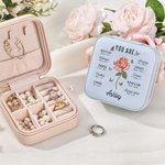 Personlig You Are Bibelvers Fødselsblomst Smykkeskrin i lær med navn Reise Essentials Bursdag Jubileum Dåpsgave til kvinner Kristne