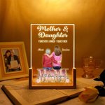 Gepersonaliseerd Cartoon Mamma en 1-4 Kinderen Voor Altijd Aan Elkaar Verbonden LED Nachtlampje met Naam en Houten Voet Home Decor Moederdag Cadeau voor Mamma Oma