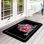 Personalized Flower Nail Art Doormat with Text Birthday Beauty Salon Opening Gift for Nail Technicians Enthusiasts