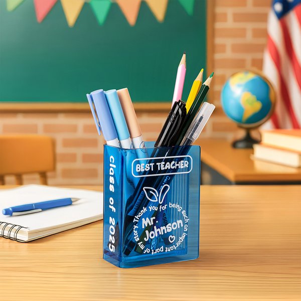 Libro personalizado con portalápices de diseño Apple para profesor