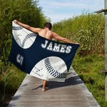 Personalised Basketball Football Oversized Quick Drying Beach Towel with Number and Name Travel Essential Birthday Gift for Ball Sport Lover