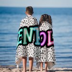 Personalized Dalmatian Dots Bright Neon Name Oversized Quick Dry Microfiber Beach Towel Beach Pool Party Birthday Gift for Kids Family
