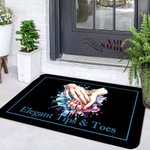 Personalized Flower Nail Art Doormat with Text Birthday Beauty Salon Opening Gift for Nail Technicians Enthusiasts