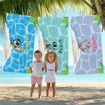 Toalla de playa personalizada con el nombre y de secado rápido diseño de animales marinos regalo de cumpleaños y fiesta en la piscina para niños