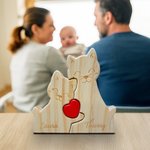 Puzzle en Bois avec 2-5 Noms Personnalisés Design de Chats Cœur Rouge Cadeau Fête des Mères Anniversaire pour Maman Famille Couple