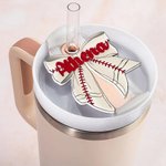 Personalised Soccer Basketball Coquette Bow Name Plate Tag Accessory for 20 oz 30 oz 40 oz Stanley Tumbler Game Day Birthday Gift for Sports Lovers