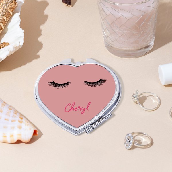 Gepersonaliseerde Wimper Naam Gezicht Ontwerp Gevouwen Spiegel Multicolor Compact Reis Accessoires Verjaardag Bruidsmeisje Moederdag Cadeau voor Vrouwen