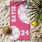 Personalised Basketball Football Oversized Quick Drying Beach Towel with Number and Name Travel Essential Birthday Gift for Ball Sport Lover