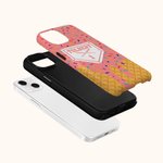 Personligt dubbellagrat mobilskal för iPhone med namn och nummer Födelsedagspresent för basebollälskare - Ice Cream Cone Drip Baseball