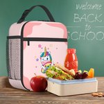 Personalized Cute Cartoon Monster Dinosaur Name Lunch Bag with Mesh Pocket Back to School Birthday Gift for Boys Girls