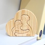 Puzzle in legno personalizzato con 2-5 nomi abbraccio cuore decorazione da scrivania festa della mamma compleanno anniversario regalo per famiglia