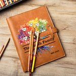 Personalisierte Regenbogen Baum des Lebens 2-20 Herz Namen PU Leder A5 Notebook Cover mit Text und Lagerung Tasche Geburtstag Muttertag Geschenk für Familie