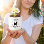 Personalised Dog Silhouette Forever Love Ceramic Succulent Plant Pot with Name and Bamboo Base Memorial Loss of Pey Gift for Dog Owners
