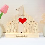 Puzzle in legno personalizzato con base e 2-9 nomi orso polare decorazione per scrivania regalo di compleanno e anniversario per famiglia